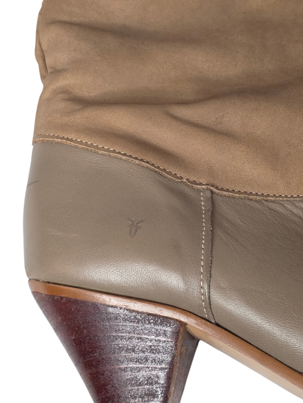 Frye 90s Y2K Slouch Boots Brown Taupe Leather Suede Mid Calf USA Women Size 6 - Picture 5 of 16